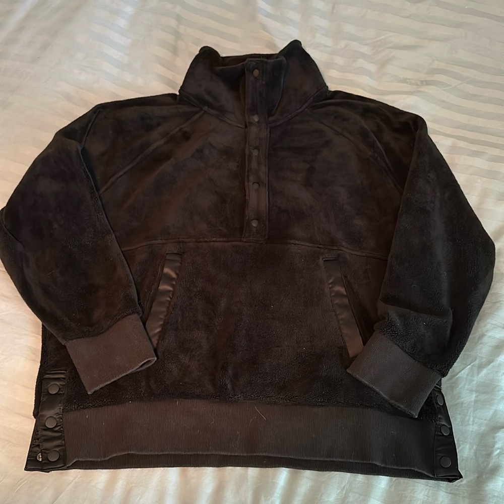 Athleta Black Velour Fleece Sweatshirt Size XL